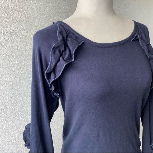 Chaser Womans Long Sleeve Blue Tee Ruffle Sleeve Detail SZ M NWT - Picture 4 of 14